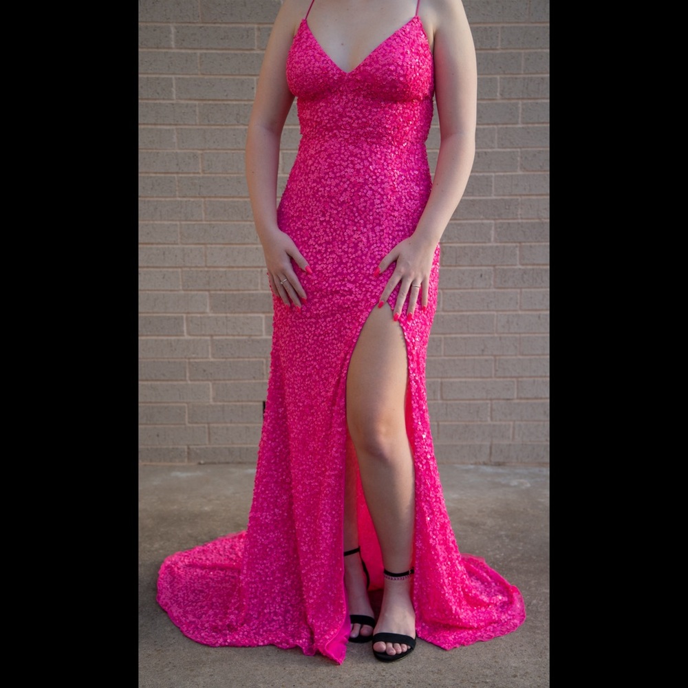 Sherri Hill #54114 Neon Pink Sz 6 Prom Gown